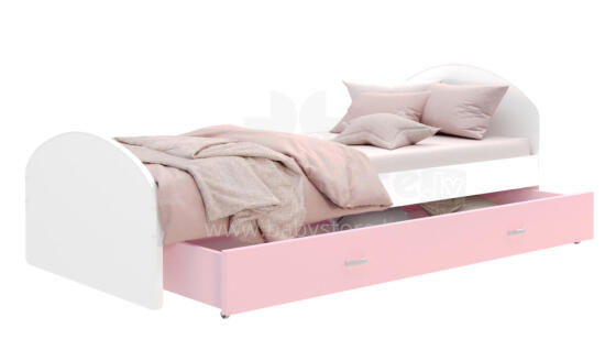 AJK Cross Plus Art.297429 White/Pink Stilīga jauniešu gulta ar atvilktni un matraci komplektā, 200x90 cm