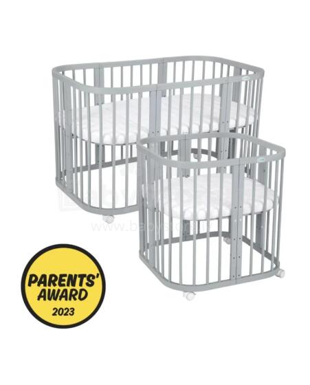 Waldin Baby Collection Bed Crib  7 in 1 Art.297433 Grey Koka daudzfunkcionāla gulta 7 vienā ar matraci