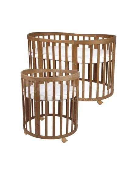 Waldin Oval Baby Collection Bed Crib  7 in 1 Art.297435 Vintage Koka ovāla daudzfunkcionāla gulta 7 vienā ar matraci