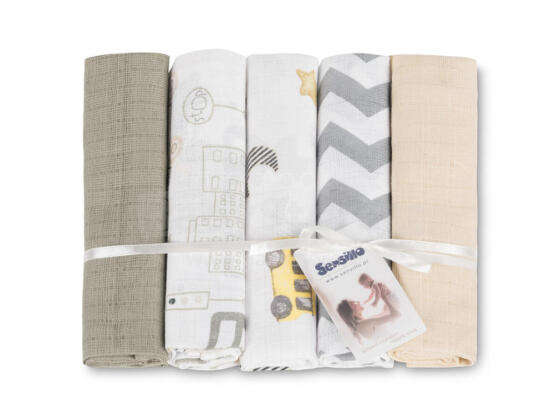 TETRA DIAPER 70X80 5-PACK CARS BEIGE
