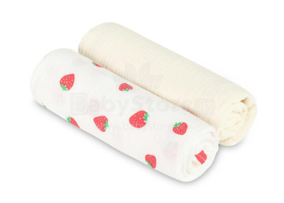 DIAPER CRUSHED MUSLIN 60X75 2-PACK STRAWBERRY CREAM