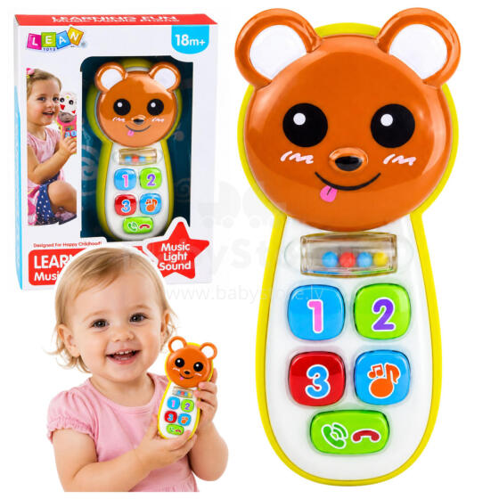 Interactive Baby Phone Teddy Bear with Mirror Rattle Lights Sounds
