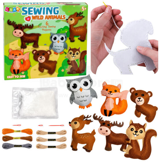 Radošā komplekta pildītās dzīvnieku rotaļlietas šūšanai filca DIY meža dzīvnieki 6 gab.