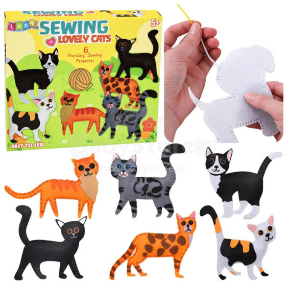 Creative Set of Sewing Plush Toys Felt Cats Plushies DIY 6 pcs.