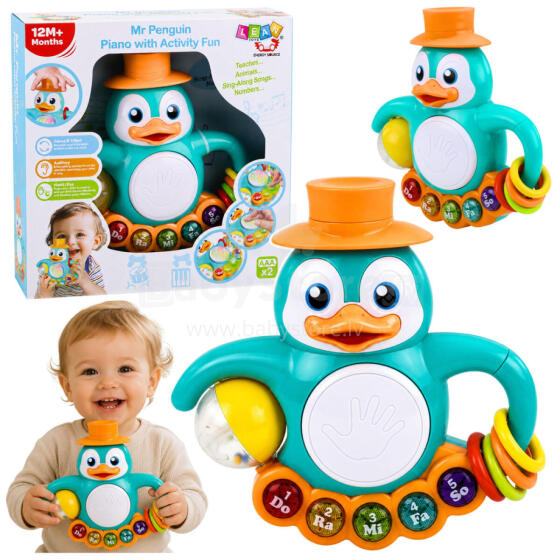 Interactive Toy Penguin Piano Drum Beads Rattling Ball