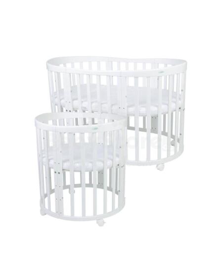 Waldin Oval Baby Collection Bed Crib  7 in 1 Art.297541 White Multifunctional wooden 7-in-1 transforming crib