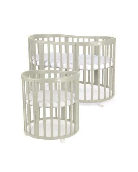 Waldin Oval Baby Collection Bed Crib  7 in 1 Art.297544 Olive Многофункциональная овальная деревянная кроватка-трансформер 7 в 1 с матрасом