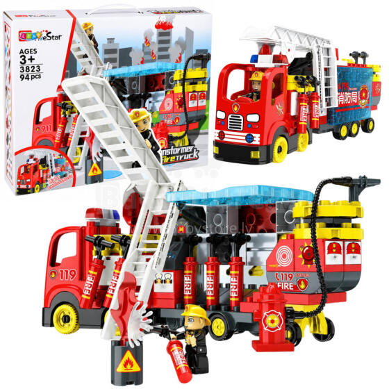 Foldable Fire Truck Blocks Firefighter Figures Lights Sounds 94 pcs.