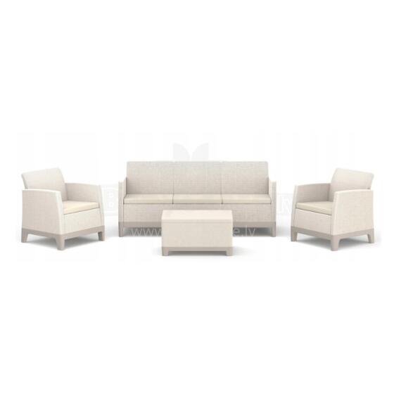 Dārza mēbeļu komplekts Scandi Forma 3 Seater Set oļu pelēks/gaiši bēšs