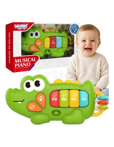 WOOPIE BABY Интерактивное пианино Крокодил Музыкальная клавиатура Звуки Свет 18м+