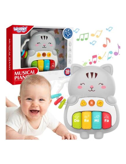 WOOPIE BABY Интерактивное пианино Кот Музыкальные органы Звуки Свет 18м+