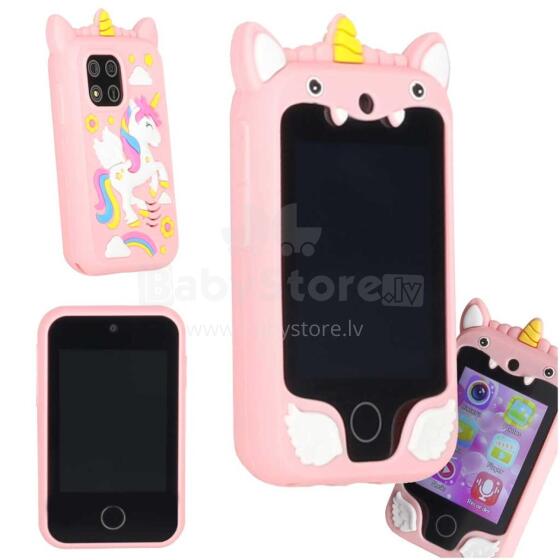 Ikonka Art.KX2715_3 Telefon smartfon dla dzieci aparat kamera karta 8GB różowy jednorożec
