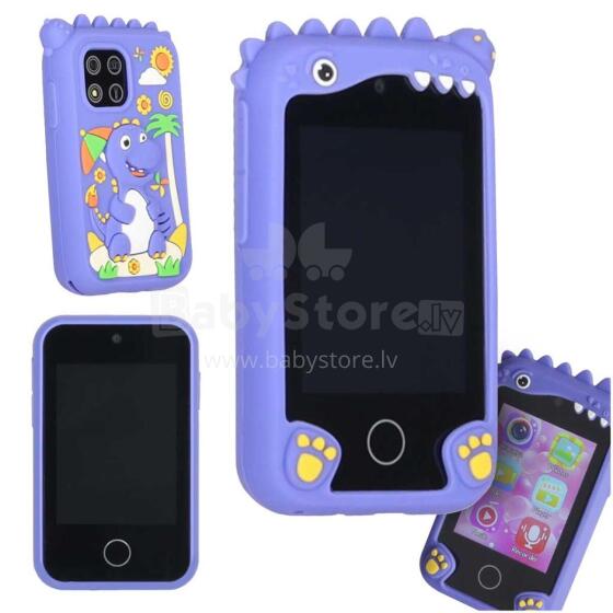 Ikonka Art.KX2715_2 Telefon smartfon dla dzieci aparat kamera karta 8GB niebieski dinozaur