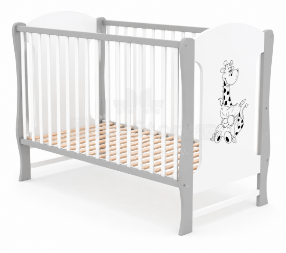 Elf Bed Zephyr Art.298041 White\Grey Wooden baby crib 120x60 cm