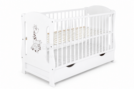 Elf Bed Zephyr Drawer Art.298058 White Bērnu koka gulta ar atvilktni 120x60cm