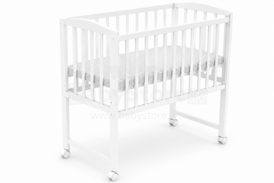 Elf Bed Mist Art.298059 White Детская деревянная кроватка/колыбелька на колёсиках 90x40см