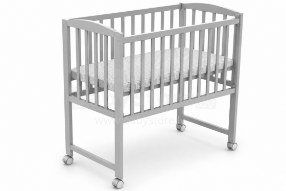 Elf Bed Mist Art.298060 Grey Wooden baby crib/cradle on wheels (90x40 cm)