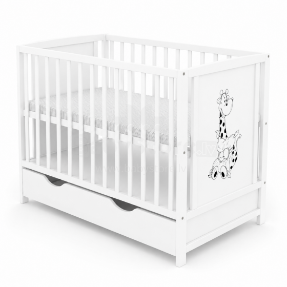 Elf Bed Bloom Drawer Art.298072 White  Детская деревянная кроватка с выдвижным ящиком 120x60см