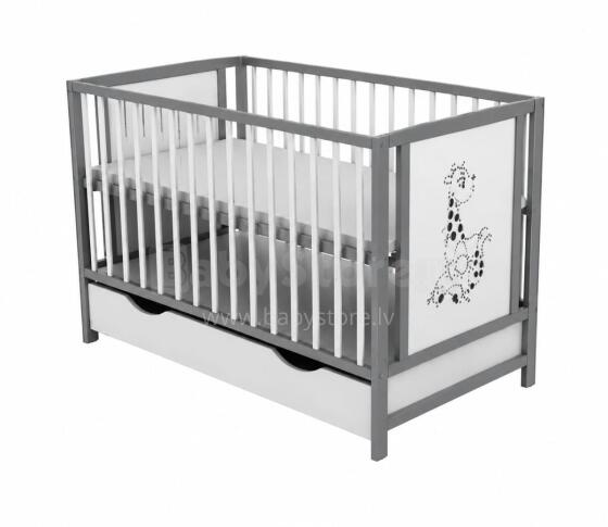 Elf Bed Bloom Drawer Art.298073 White/Grey  Детская деревянная кроватка с выдвижным ящиком 120x60см