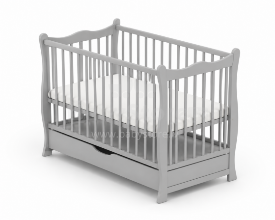Elf Bed Juniper Drawer Art.298076 Grey Wooden baby crib with a storage drawer (120x60 cm)