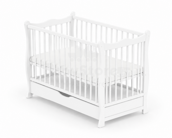 Elf Bed Juniper Drawer Art.298077 White Wooden baby crib with a storage drawer (120x60 cm)