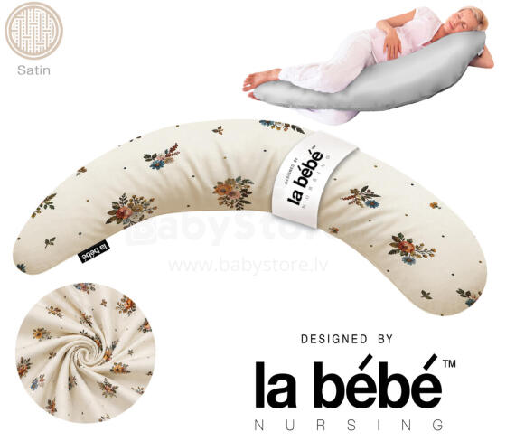 La Bebe™ Moon Satin Art.33558 Grey Papildu kokvilnas satīna pārvalks grūtnieču pakaviņam 36x185 cm