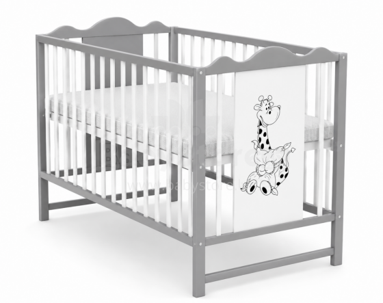Elf Bed Petal II Art.2981412 White/Grey  Детская деревянная кроватка 120x60см