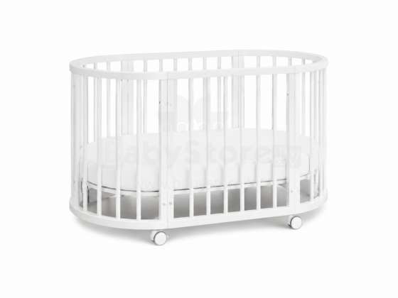 Elf Bed Crib Ovi  3 in 1 Art.298146 White Многофункциональная  деревянная кроватка-трансформер 3 в 1 с матрасом