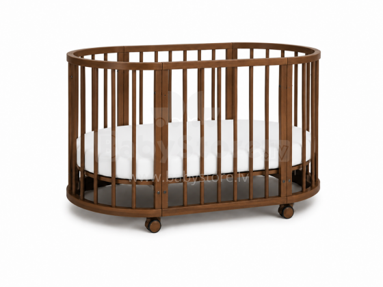 Elf Bed Crib Ovi  3 in 1 Art.298150 Nut  Многофункциональная  деревянная кроватка-трансформер 3 в 1 с матрасом