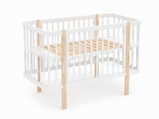 Elf Bed Kalmia Art.298151 White  Wooden baby crib 120x60 cm