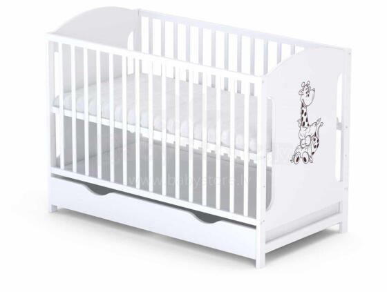 Elf Bed Meadow Drawer Art.298162 White Детская деревянная кроватка с выдвижным ящиком 120x60см