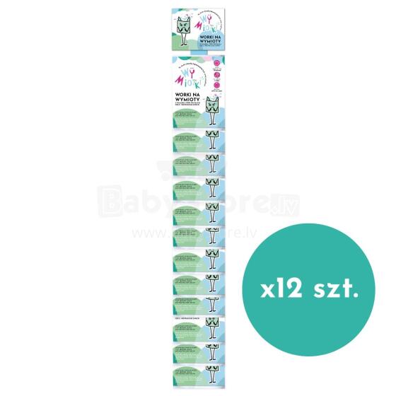Vomit Bags with Absorbent Pad, 6 pcs. – Hanging Strip Display with 12 Packs, Wymiotki