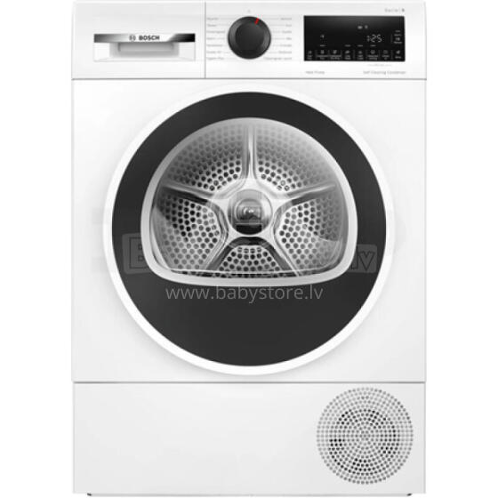 Bosch žāvētājs ar siltumsūkni | WQG2450ISN | Energoefektivitātes klase A++ | Priekšējā ielāde | 9 kg | LCD | Dziļums 61.3 cm | Balts