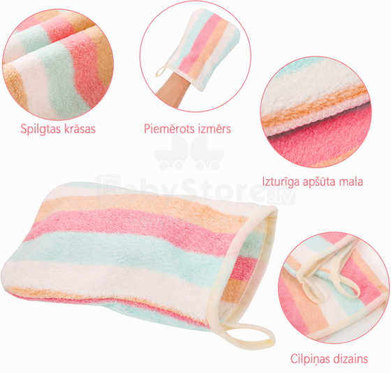 Bebe Basic Washcloth Art.298318 Stripes Cotton washing mitt