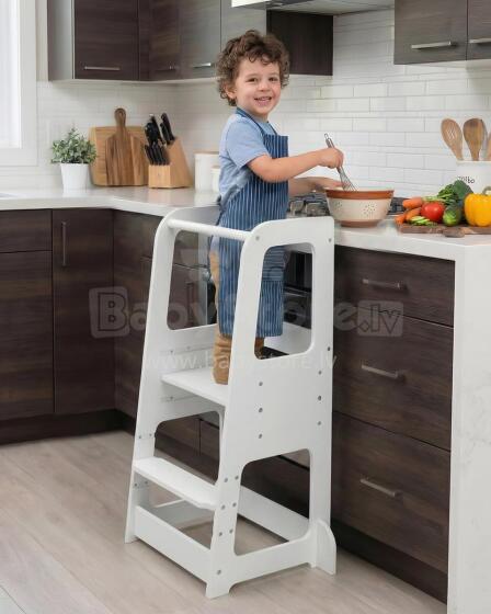 Wooden Learning Tower Lullza Art.298326 White Деревянный кухонный табурет/ступенька для малышей