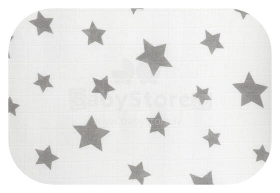 Diaper - 7169 - TETRA PRINT - EGA - LUX - STARS - GREY / WHITE backgroundsize - 70x80 cm