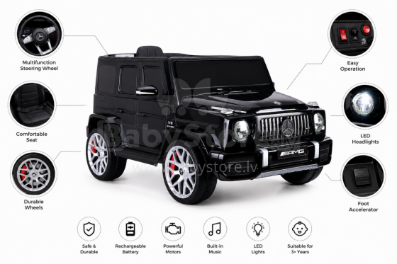 Lean Toys Mercedes G63 Art.S306-1 Black Bērnu elektromašīna ar akumulatoru, tālvadības pultu