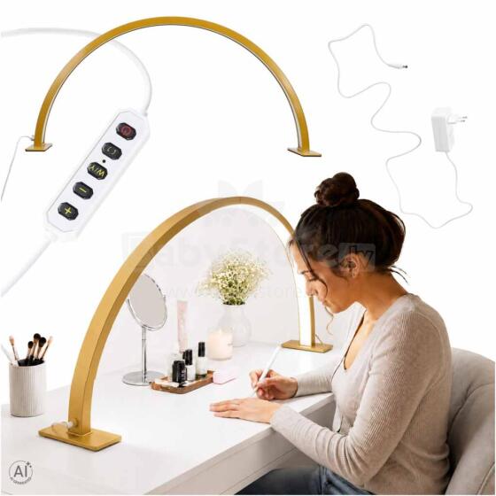Ikonka Art.KX2643_2 Lampa kosmetyczna LED bezcieniowa biurkowa do manicure paznokci łuk złota