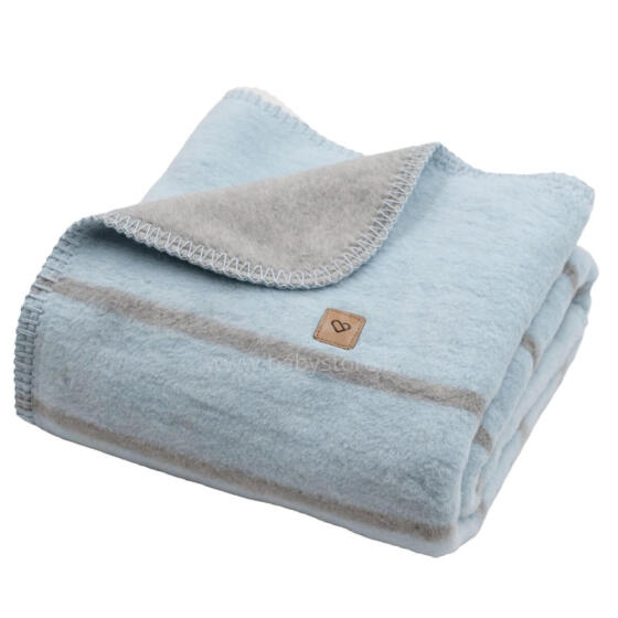 Blanket - BARI - COTTON - STRIPES - size 75x100  - BABY BLUE