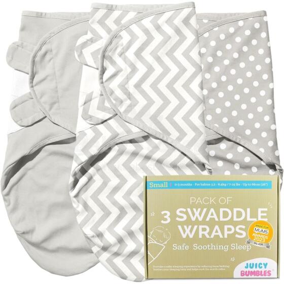 Summer Infant Swaddle Set Art.299916 Swaddle Me Gray Хлопковая пелёнка для комфортного сна, пеленания от 3.2кг до 6.4 кг.,3 шт