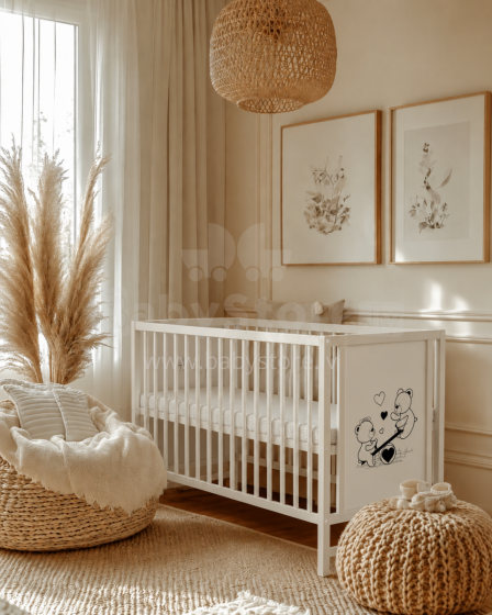 Elf Bed Bloom Art.300021 Bear White Wooden baby crib 120x60 cm