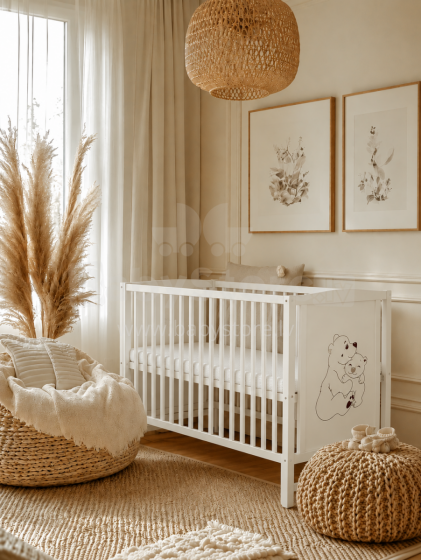 Elf Bed Bloom Art.300025 Bear White Bērnu koka gulta 120x60cm