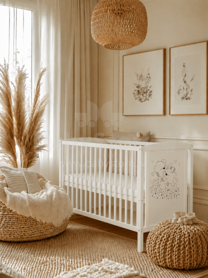 Elf Bed Bloom Art.300026 Bear White Bērnu koka gulta 120x60cm