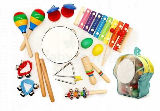 „Eco Toys“ muzikinis rinkinys Art. MA01 Mediniai instrumentai vaikams