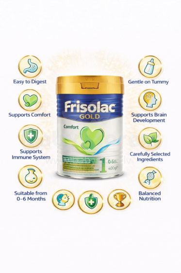 Frisolac Gold Comfort 1 FA51 mākslīgais piena maisījums diētiskai lietošanai zīdaiņiem no 0-6 mēn. 400g