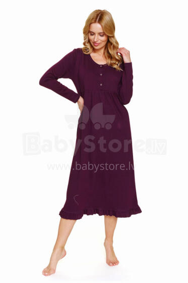 Doctornap Night Dress Art.7318 Burgundy  Kokvilnas naktskrekliņš grūtniecēm/barošanai