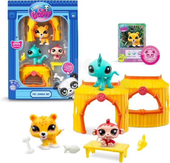 Littlest Pet Shop Art.39307  Tiki Jungle Set - 3 animals and accessories