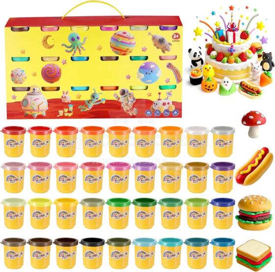 Kidsworld Modelling Dough PlayDoh Art.39332 Plastilīns, 50 g ar formiņām,36 gab