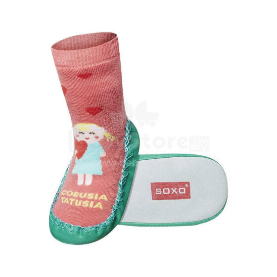 Soxo Baby Art.21345 Zeķes - čibiņas ar  dabisko ādas zolēm