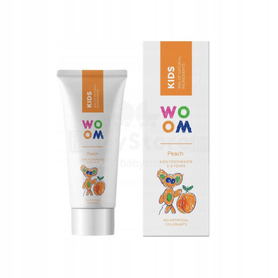 Woom Kids Peach Art.4346 dabīga zobu pasta bērniem vecumā no 3-8 gadiem,50ml